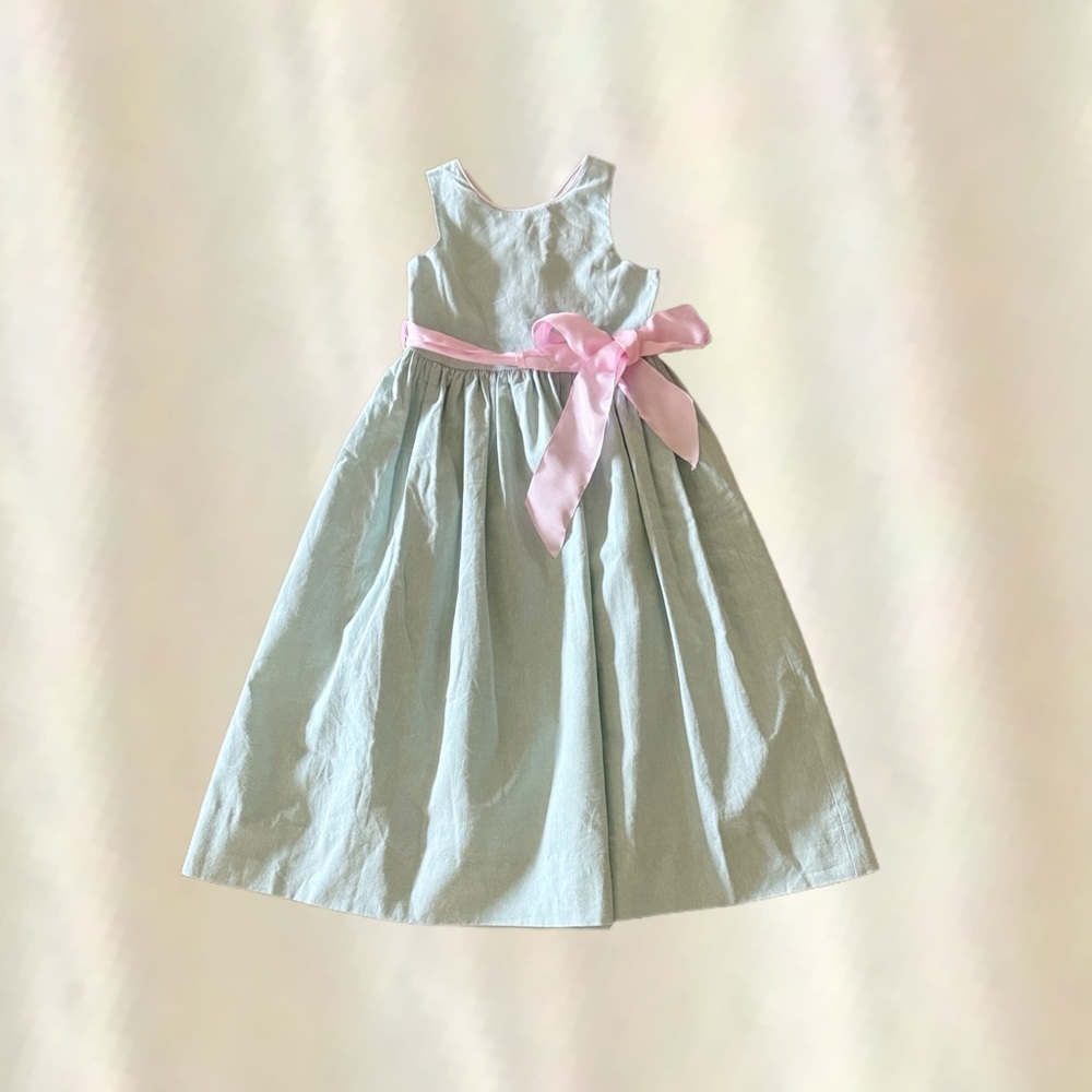Bailey Boys Elegant Mint Green Kids Dress with Pink Bow